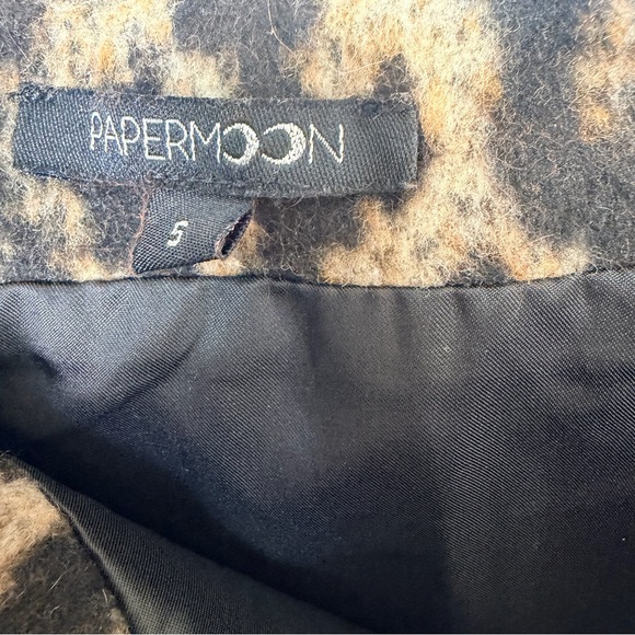 Paper Moon Leopard Print Wool Blend Mini Skirt Fitted Textured Going Out Small - Picture 6 of 9